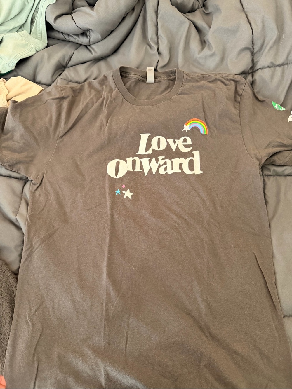 Starbucks Dark Grey 'Love Onward' Pride Tee with Rainbow Accent